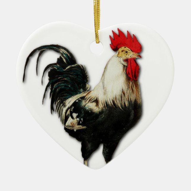 Adorno De Cerámica Personalizar rojo del pollo del gallo (Frente)