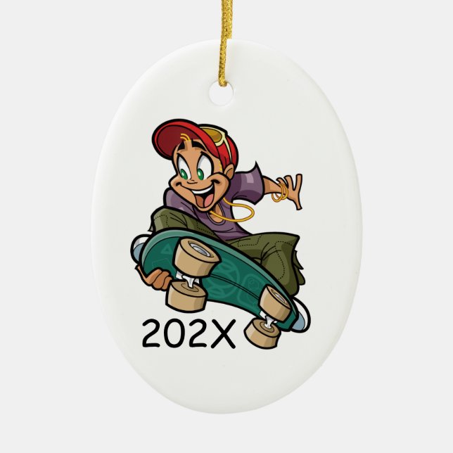 Adorno De Cerámica Personalizar Skateboarder (Frente)