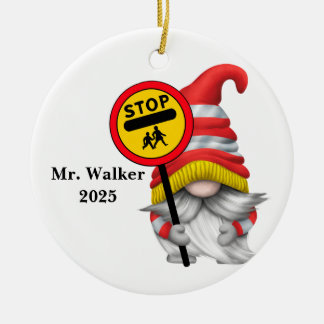 Adorno De Cerámica Personalize Gnome School Crossing Guard