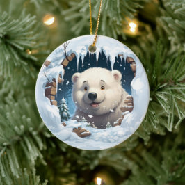 Adorno De Cerámica Personalized 3D Polar Bear 