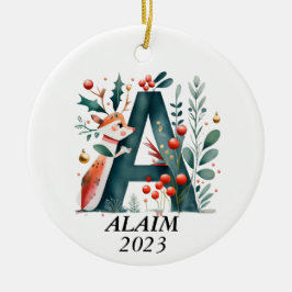 Adorno De Cerámica Personalized "A" Initial Christmas Ornament