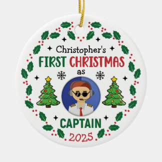 Adorno De Cerámica Personalized Airline Captain Custom Name Christmas