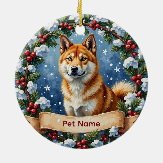 Adorno De Cerámica Personalized Akita Christmas (Atrás)