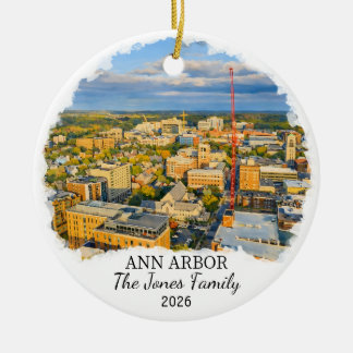 Adorno De Cerámica Personalized Ann Arbor Ornament, Custom Michigan