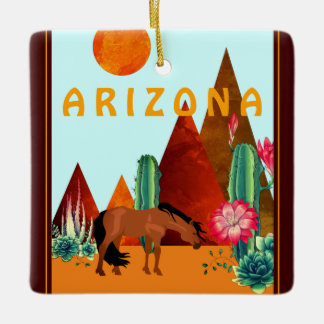 Adorno De Cerámica Personalized Arizona Desert Horse Christmas