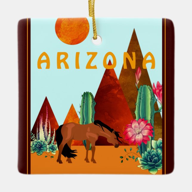 Adorno De Cerámica Personalized Arizona Desert Horse Christmas (Anverso)