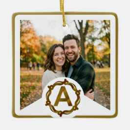 Adorno De Cerámica Personalized Artisan Monogram A | Wood Frame