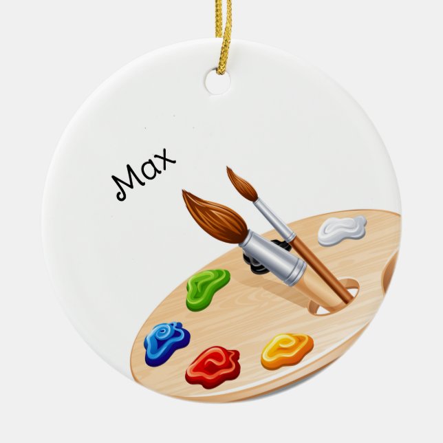 Adorno De Cerámica Personalized Artist Christmas Ornament (Frente)