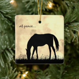 Adorno De Cerámica Personalized At Peace Horse Grazing Christmas