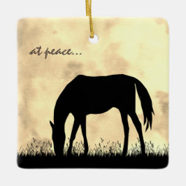 Adorno De Cerámica Personalized At Peace Horse Grazing Christmas