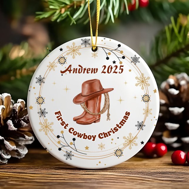 Adorno De Cerámica Personalized Baby Cowboy First Christmas  Ceramic (Subido por el creador)