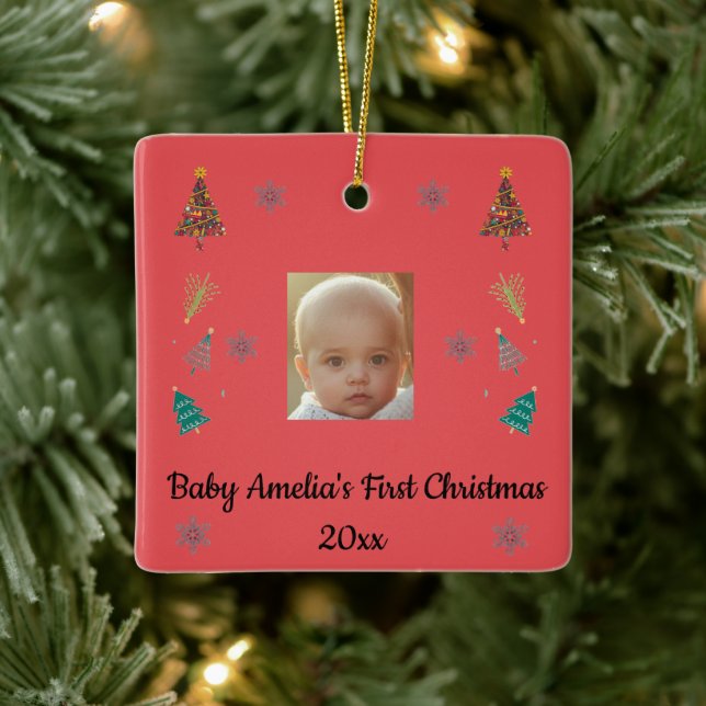 Adorno De Cerámica Personalized Baby’s First Christmas Ornament (Árbol)