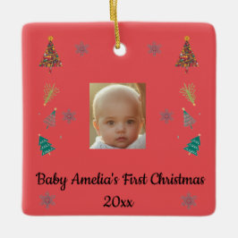Adorno De Cerámica Personalized Baby’s First Christmas Ornament