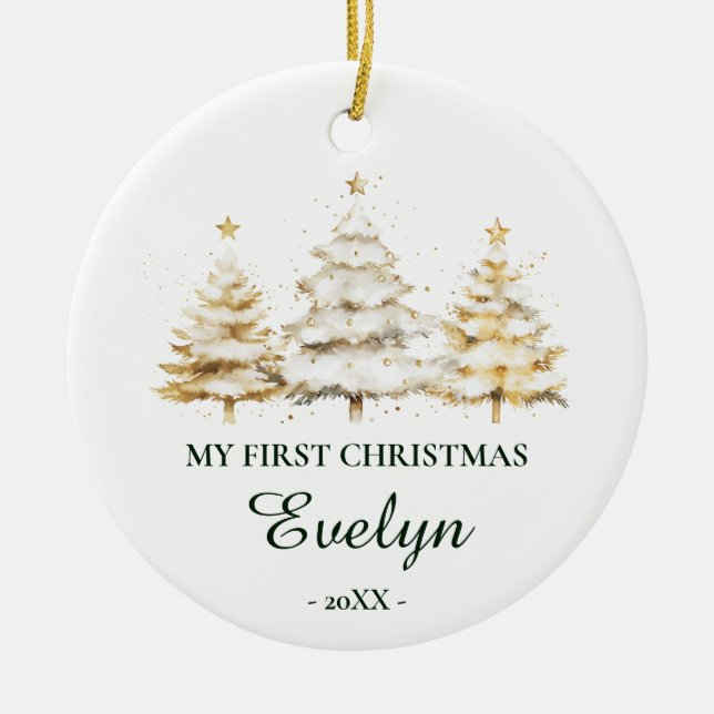 Adorno De Cerámica Personalized Baby’s First Christmas, White (Frente)
