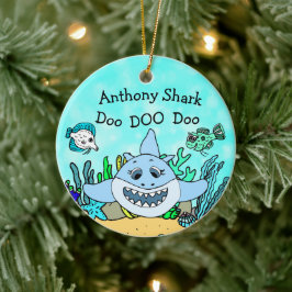 Adorno De Cerámica Personalized Baby Shark Family Christmas Ornament