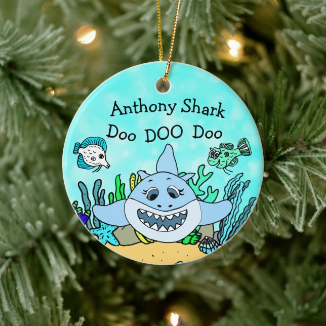 Adorno De Cerámica Personalized Baby Shark Family Christmas Ornament (Árbol)