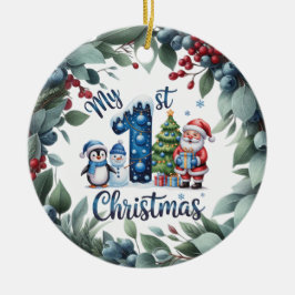 Adorno De Cerámica Personalized Baby's First Holiday Keepsake