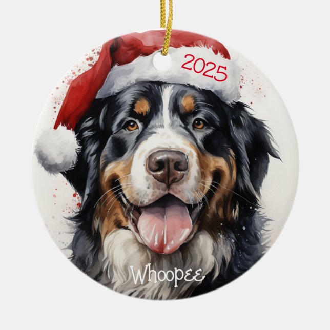 Adorno De Cerámica Personalized Bernese Mountain Dog Ornament (Frente)