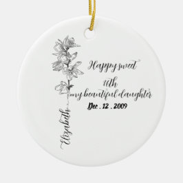 Adorno De Cerámica Personalized Birth Month Flower sweet 16 birthday