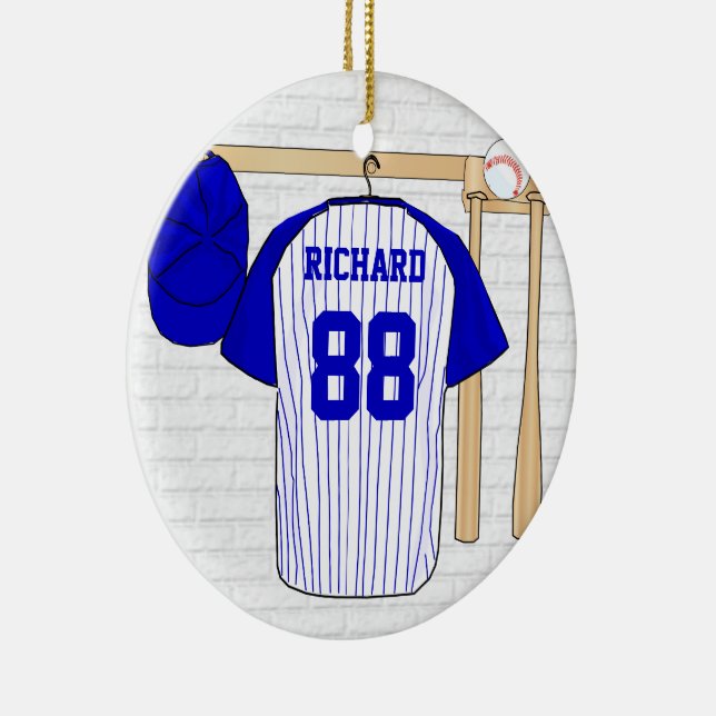 Adorno De Cerámica Personalized Blue and White Baseball Jersey (Derecha)