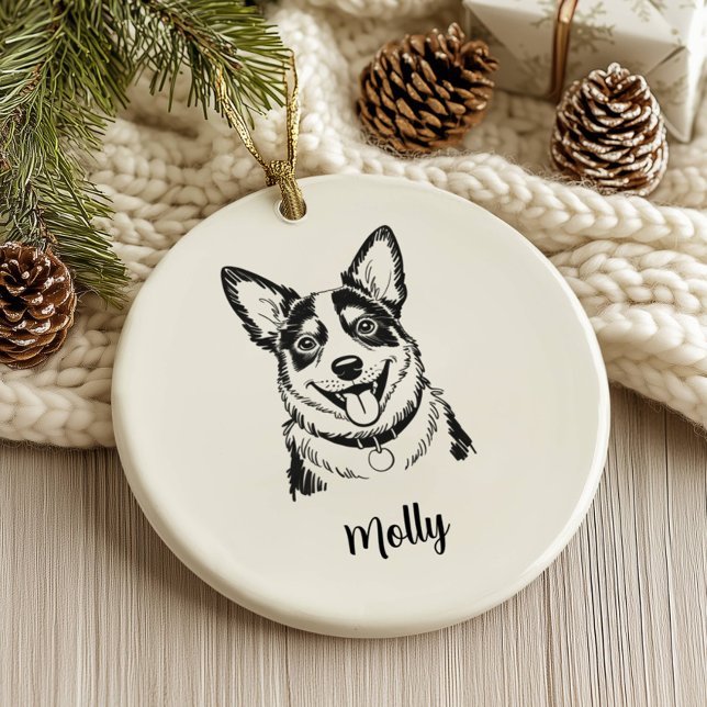 Adorno De Cerámica Personalized Blue Heeler Dog Christmas (Subido por el creador)