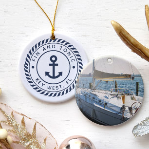 Adorno De Cerámica Personalized Boat Name & Photo Nautical
