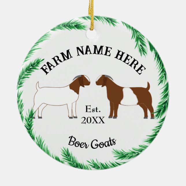 Adorno De Cerámica Personalized Boer Goat Farm Pine Wreath #2 (Atrás)