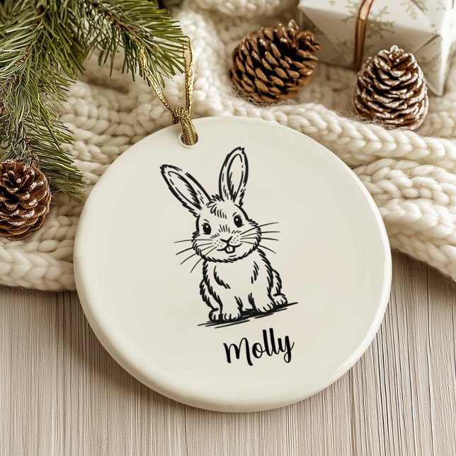 Adorno De Cerámica Personalized Bunny Christmas (Subido por el creador)