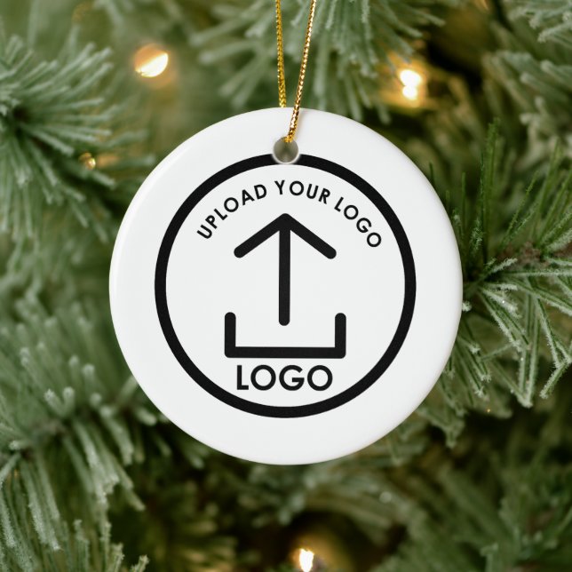 Adorno De Cerámica Personalized Business Custom Round Logo Christmas (Árbol)