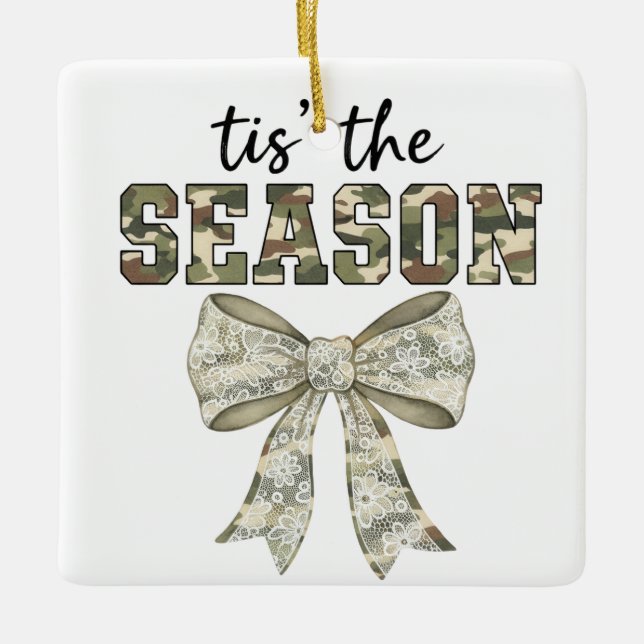 Adorno De Cerámica Personalized Camo "Tis the Season" Photo (Anverso)