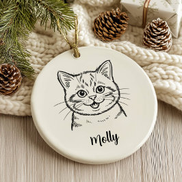 Adorno De Cerámica Personalized Cat Christmas