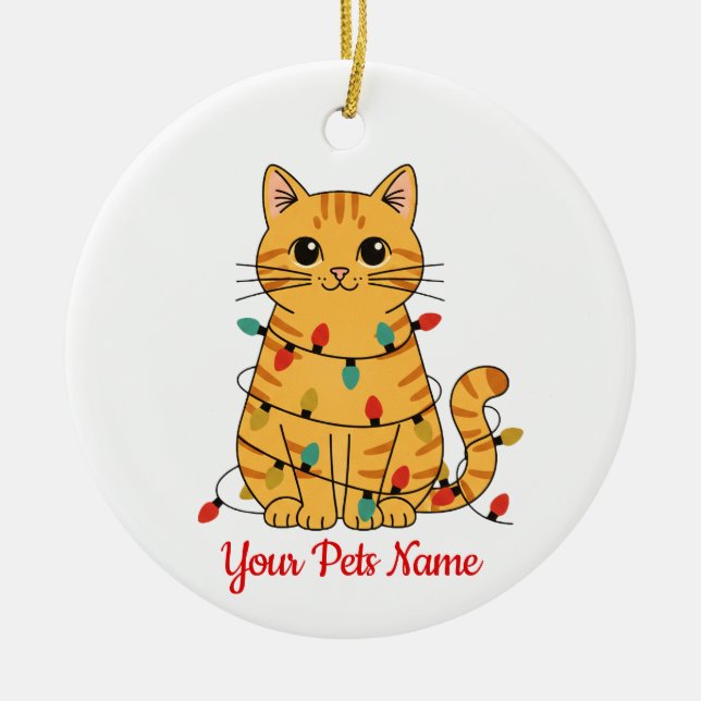 Adorno De Cerámica Personalized Cat Christmas Ornament (Frente)