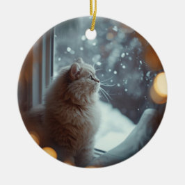 Adorno De Cerámica Personalized Cat Photo Christmas Ornament 