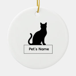 Adorno De Cerámica Personalized Cat Silhouette Christmas Pet Name