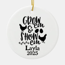 Adorno De Cerámica Personalized Chicken 4H Farm Ornament