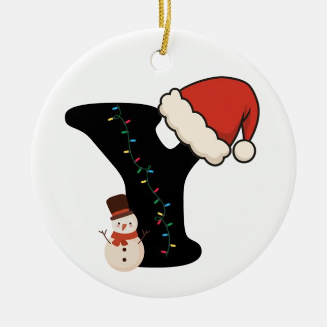 Adorno De Cerámica Personalized Christmas Alphabet Y (Frente)
