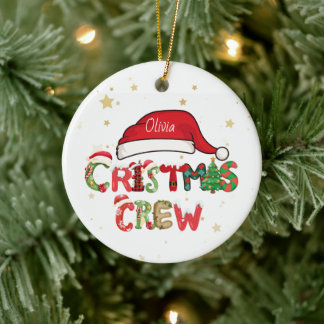 Adorno De Cerámica Personalized Christmas Crew Ornament
