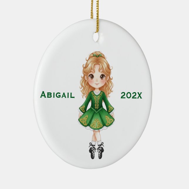 Adorno De Cerámica Personalized Christmas Irish Blonde Girl Dance (Derecha)