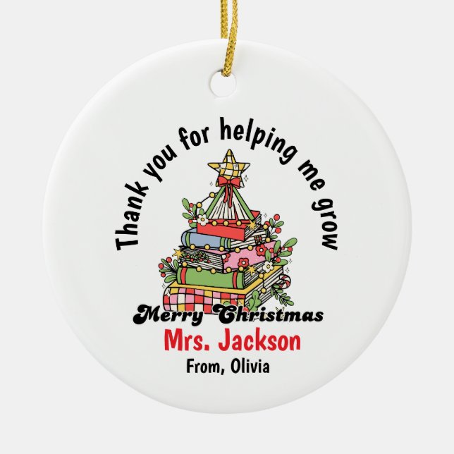 Adorno De Cerámica Personalized Christmas Ornament for Teacher (Frente)