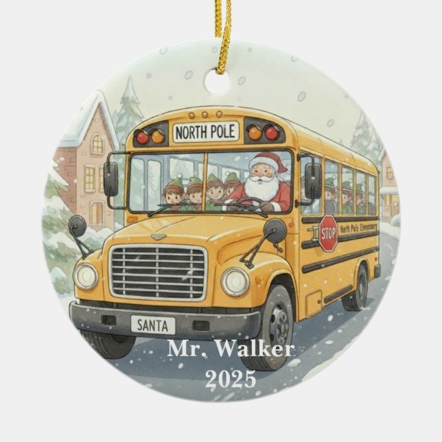 Adorno De Cerámica Personalized Christmas School Bus Driver Gift (Frente)
