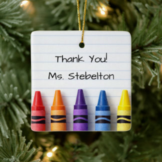 Adorno De Cerámica Personalized Crayon Teacher Christmas Ornament
