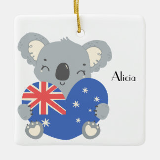Adorno De Cerámica Personalized Cute Koala Australian Christmas
