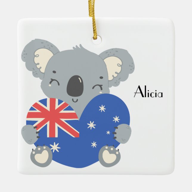 Adorno De Cerámica Personalized Cute Koala Australian Christmas (Anverso)