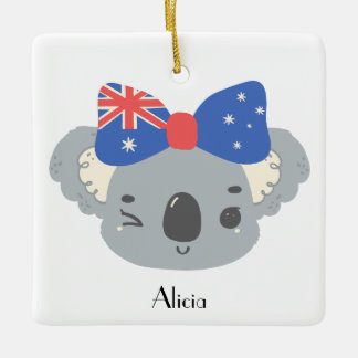 Adorno De Cerámica Personalized Cute Koala Australian Christmas