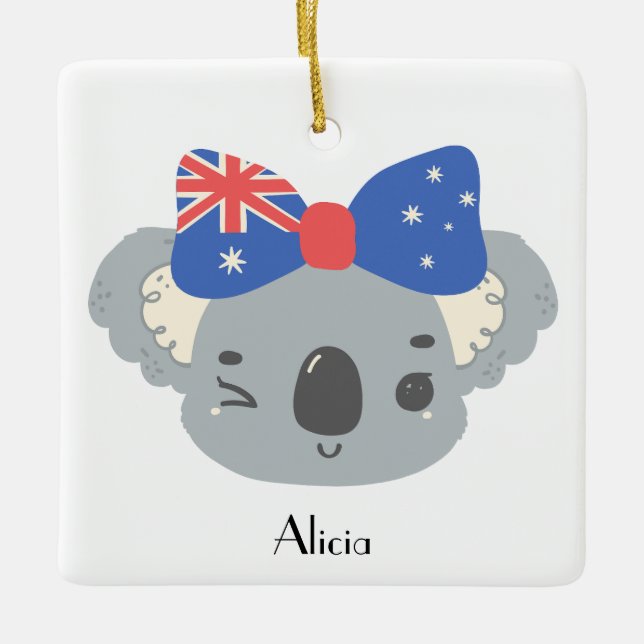 Adorno De Cerámica Personalized Cute Koala Australian Christmas (Anverso)