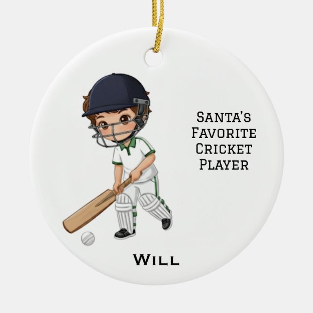 Adorno De Cerámica Personalized Cute Personalized Cricket Player (Frente)