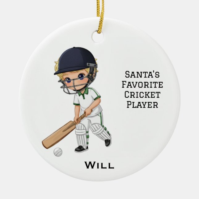 Adorno De Cerámica Personalized Cute Personalized Cricket Player (Frente)