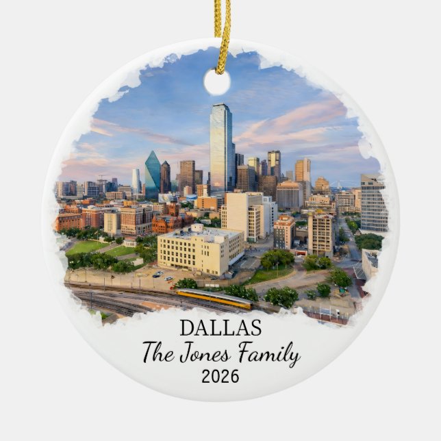 Adorno De Cerámica Personalized Dallas Ornament, Custom Texas (Frente)