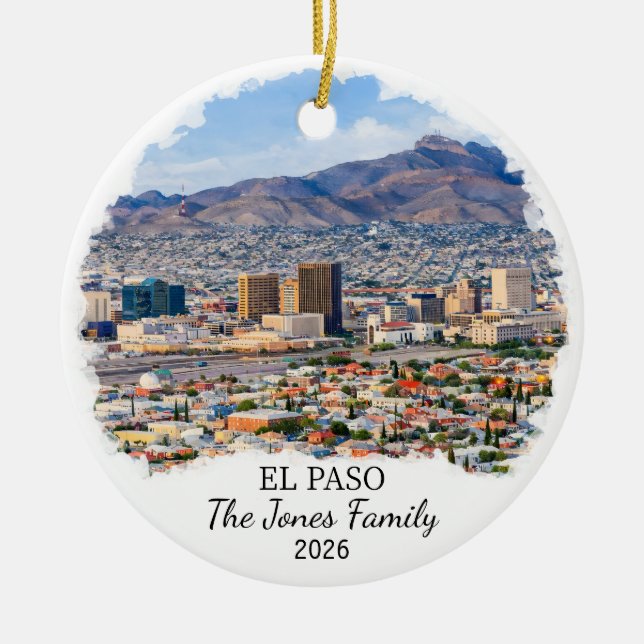 Adorno De Cerámica Personalized El Paso Ornament, Custom Texas (Frente)