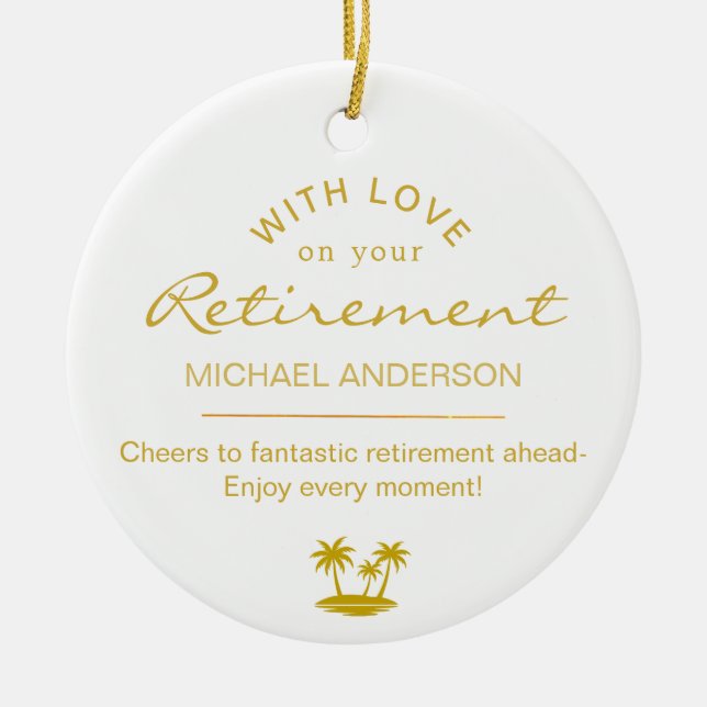 Adorno De Cerámica  Personalized Elegant Gold Retirement Keepsake (Frente)